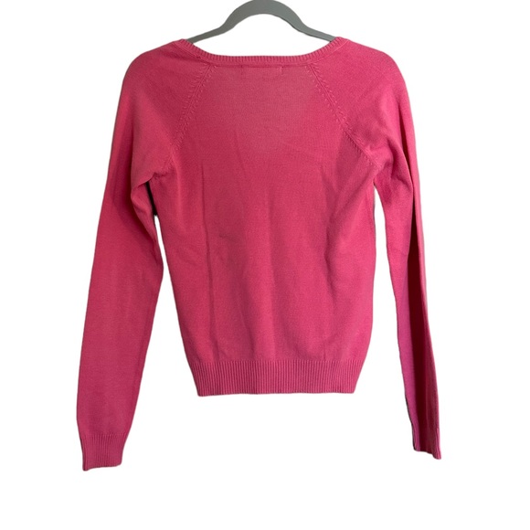 Zara Women’s Pink V Neck Long Sleeve Lightweight Fitted Sweater Size Small - Picture 2 of 6